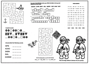 Priate Kid's Coloring Placemats for Restaurants