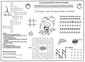 Pizza Back Kid's Coloring Menu Placemats