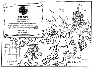 Dragon Front Kid's Coloring Menus
