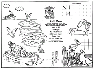 Sea Dock Front Children's Coloring Menus for Restaurants