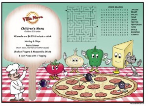 PMC222 - Pizza 2 Activity Children’s Menus Restaurant Placemats